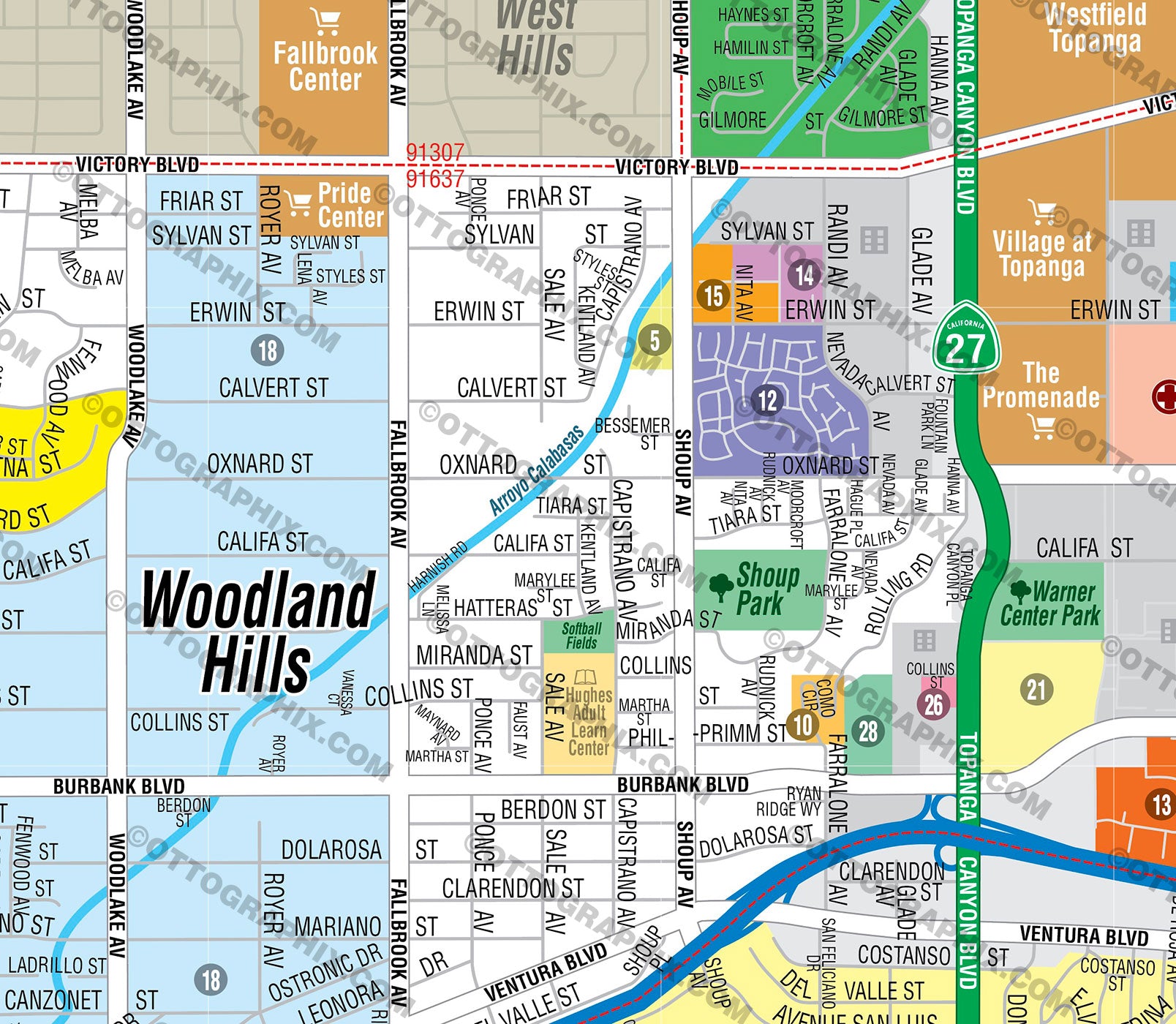 Woodland Hills Map Los Angeles County Ca Otto Maps
