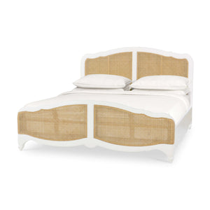 Covington Rattan Bed Rattan -Architectural White, Rattan Natural,  King - Furniture on Main