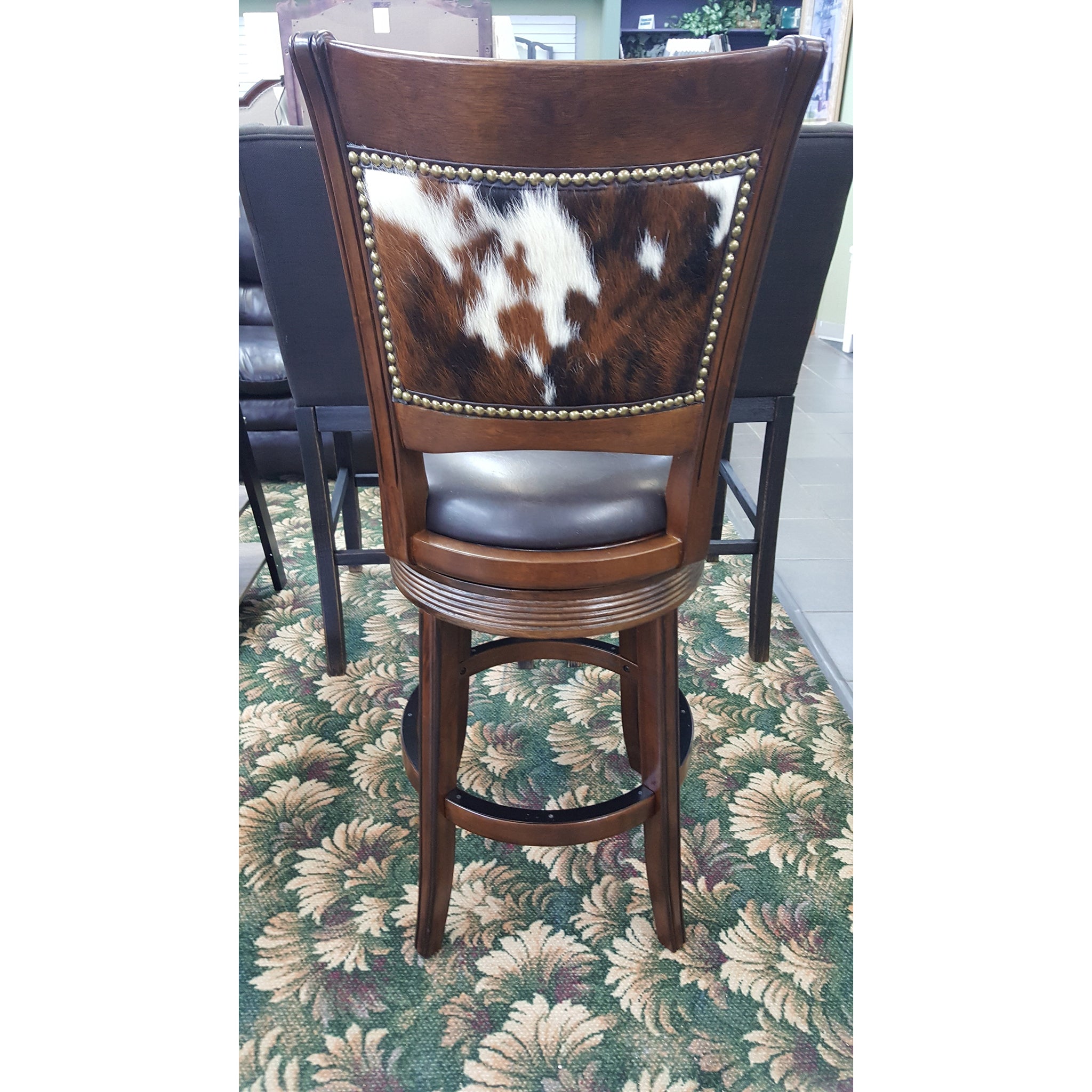 Cowhide Counter Height Upholstered Swivel Barstool Set Of 3