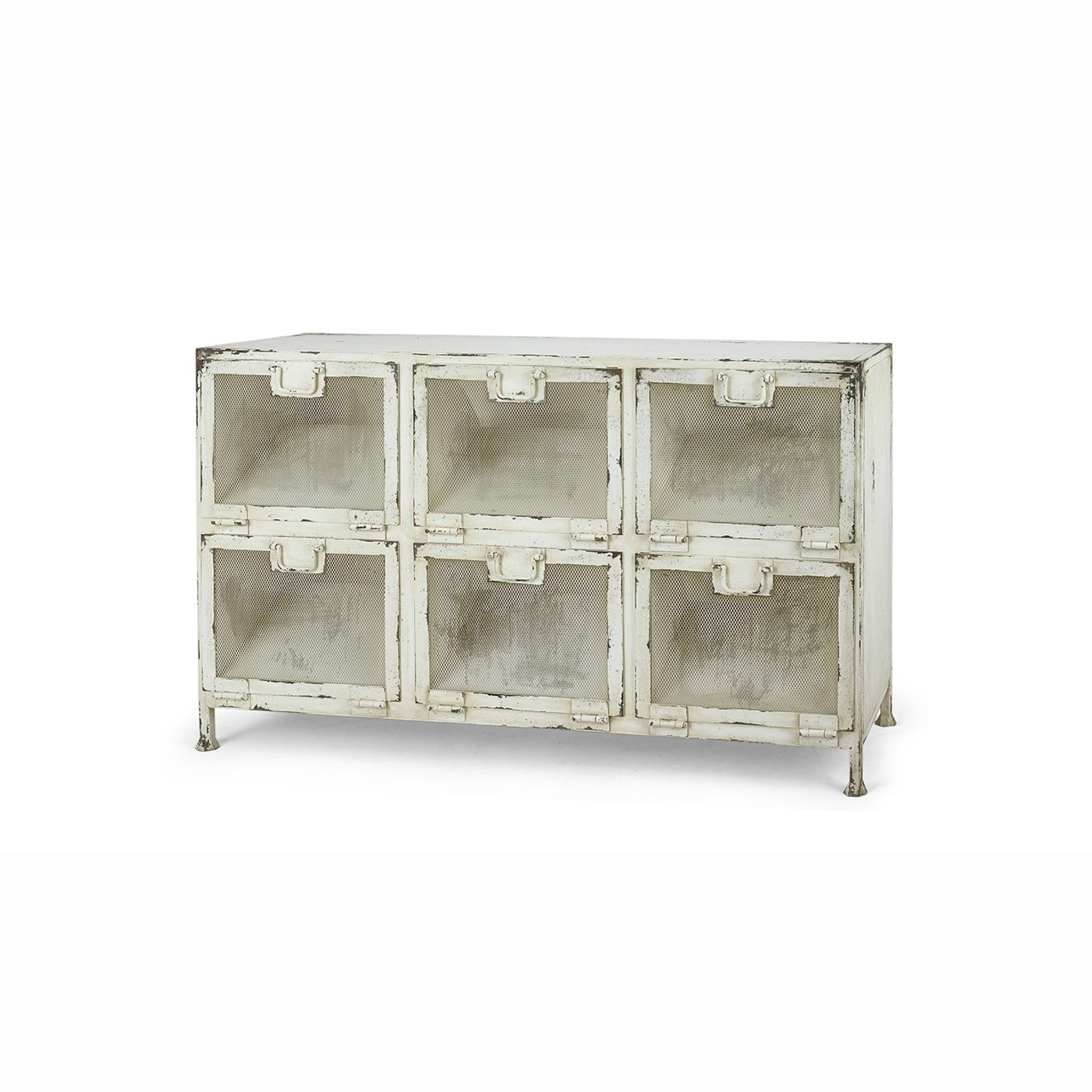 Industrial Designed Metal Storage Bin Cabinet White Distressed Furniture On Main