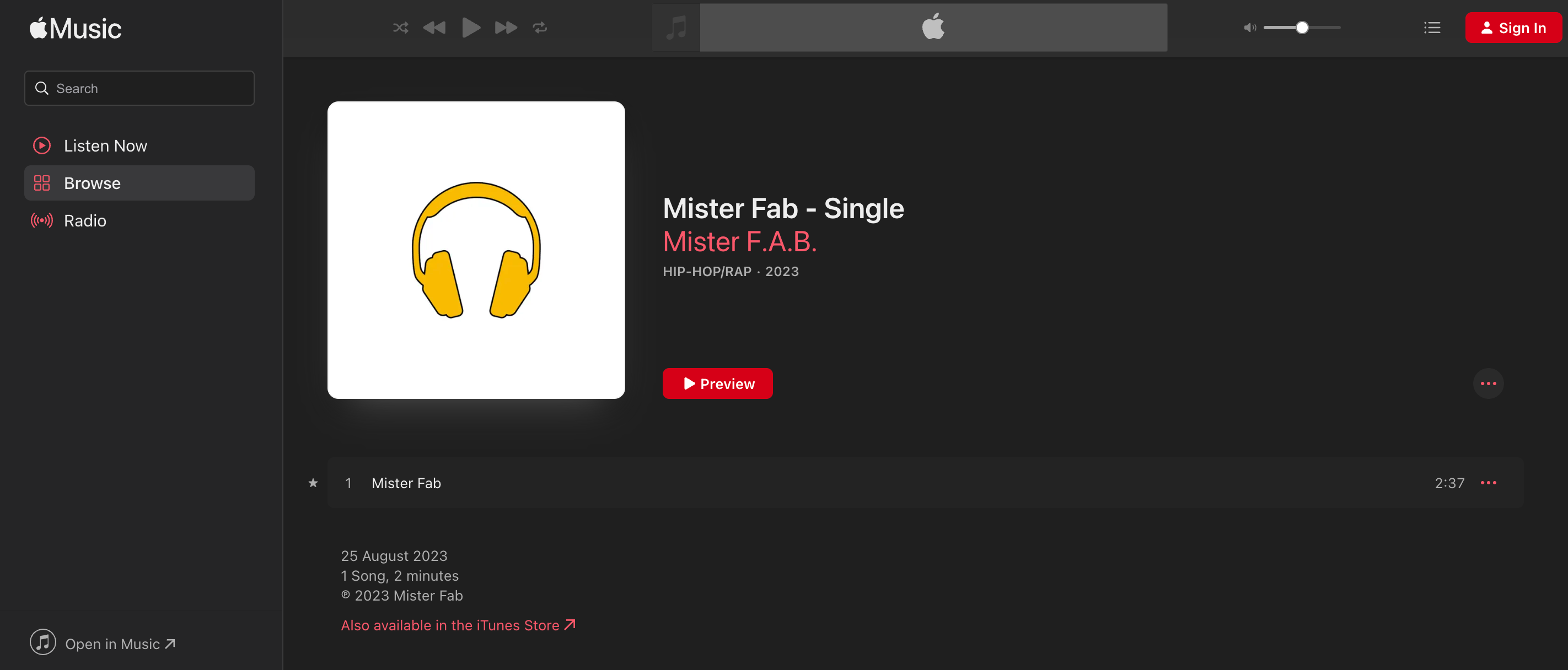 Mister Fab single by Mister F.A.B on Apple Music