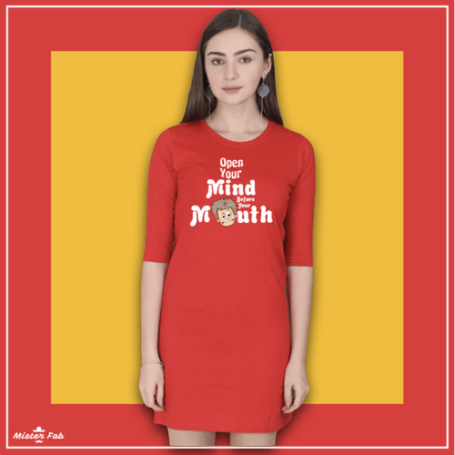 Open Your Mind Before Your Mouth T-shirt Dress - Mister Fab