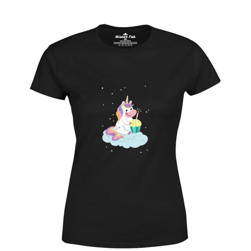 Foodie Unicorn Women Round Neck T-Shirts - Mister Fab