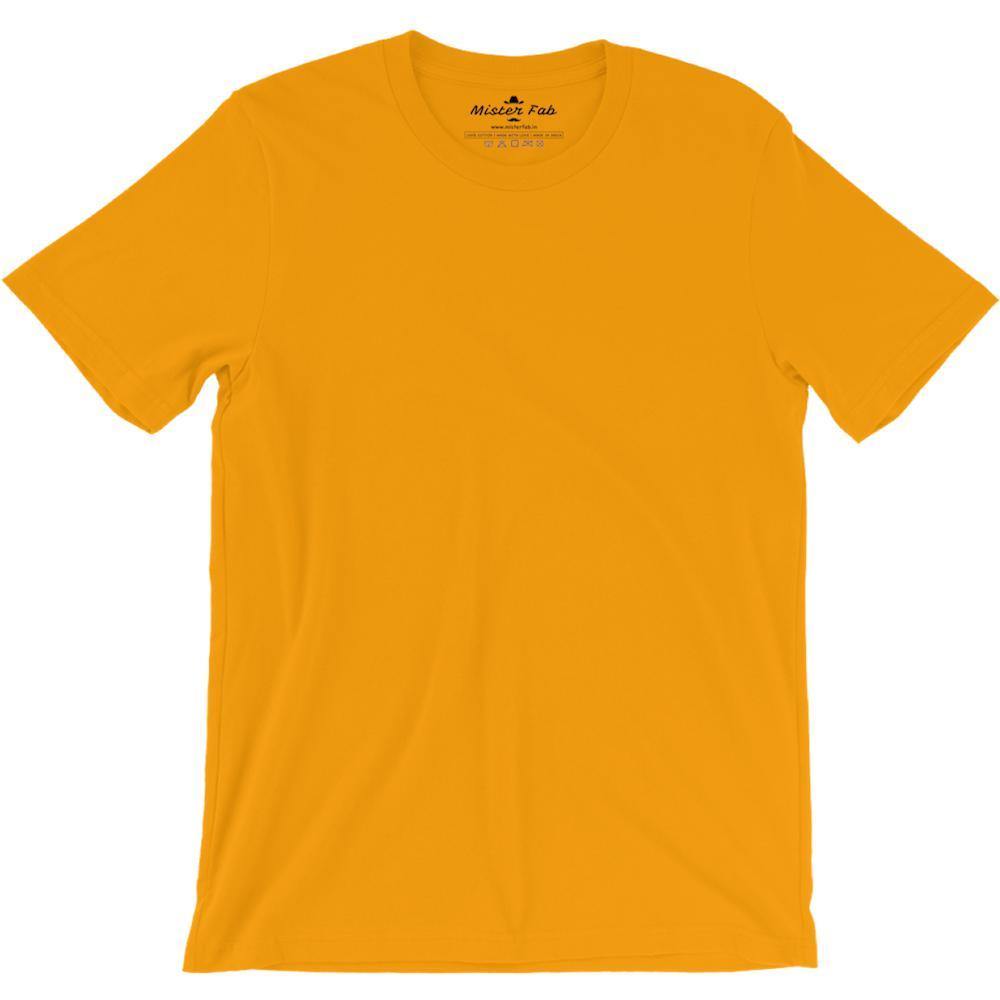 Yellow Plain round Neck T-Shirts: Mister Fab