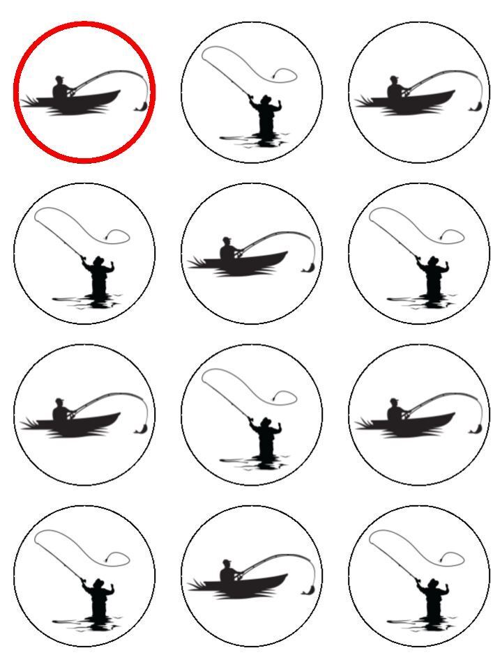 PRECUT Fly Fishing Mix 12 Edible Cupcake Toppers Decorations Mens Boys  Birthday