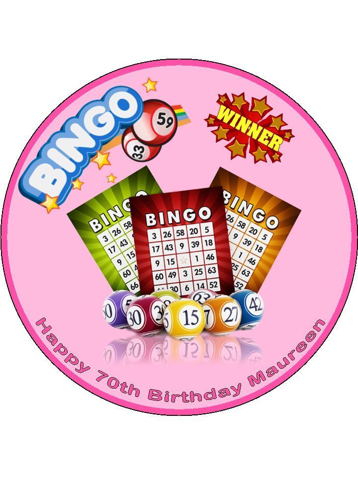 Bingo Winner Tickets Game Personalised Edible Cake Topper Round Icing The Cooks Cupboard Ltd