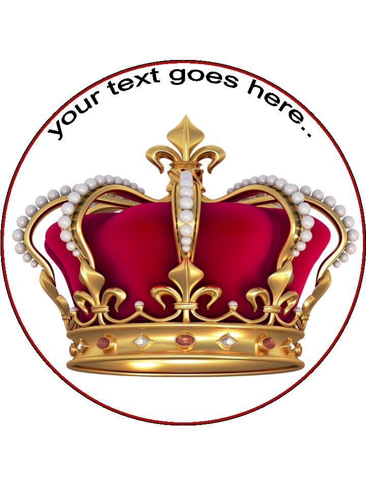 Crown Jewels Royal King Queen Personalised Edible Cake Topper Round Wafer  Paper