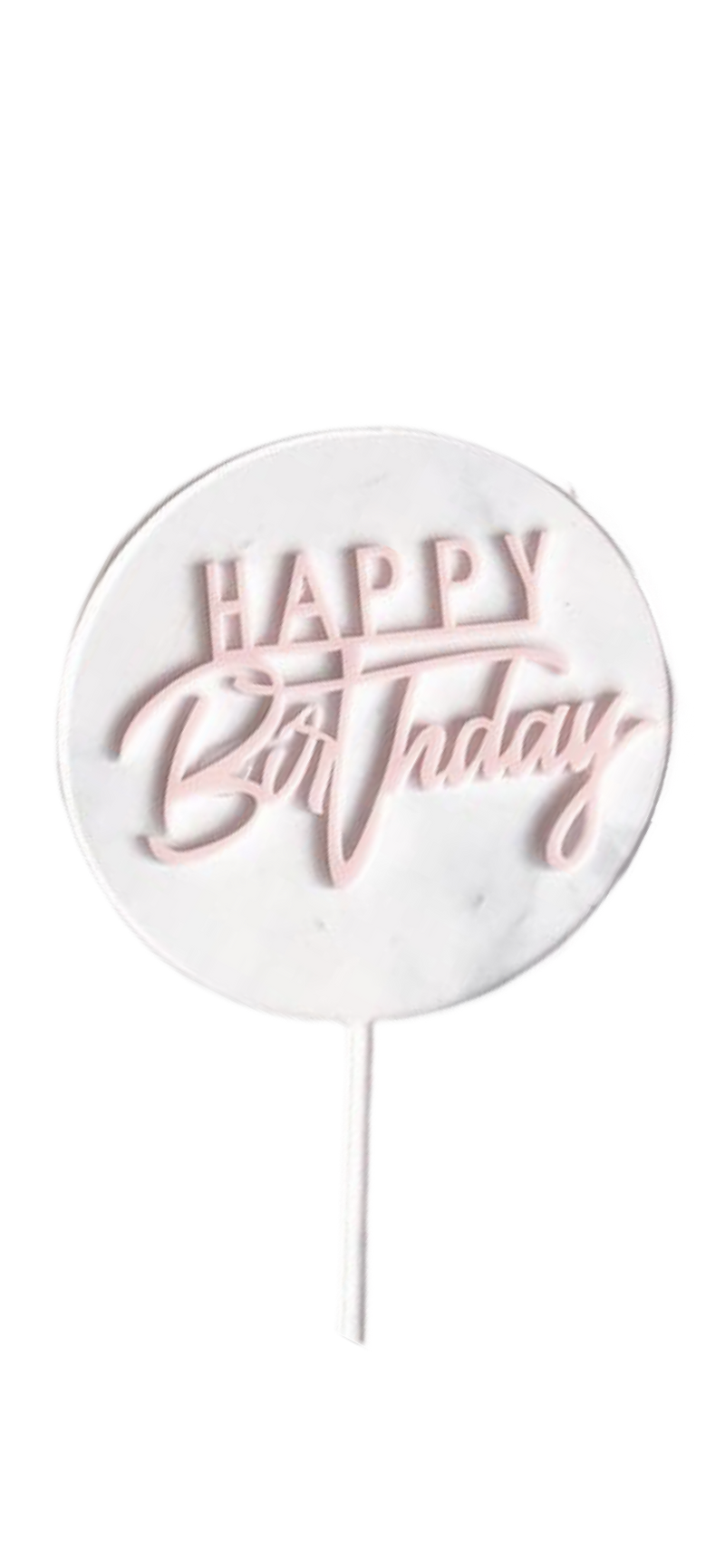 Acrylic Cake Topper Clear With Pink Happy Birthday Overlay 7038