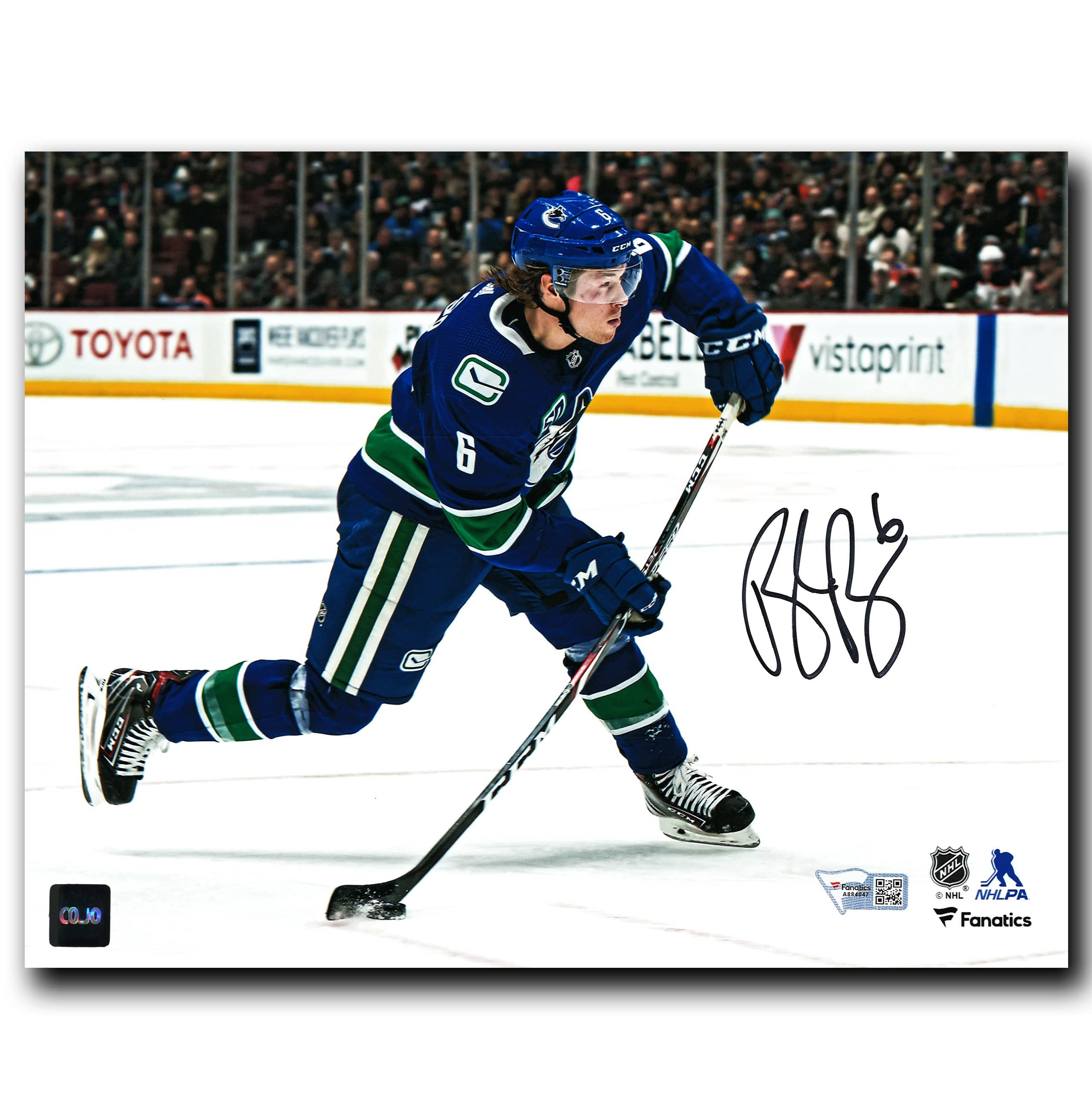 Brock Boeser Vancouver Canucks Autographed Shooting 8x10 Photo Cojo Sport Collectables Inc