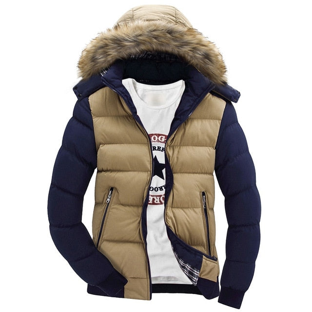 faux fur hood mens jacket