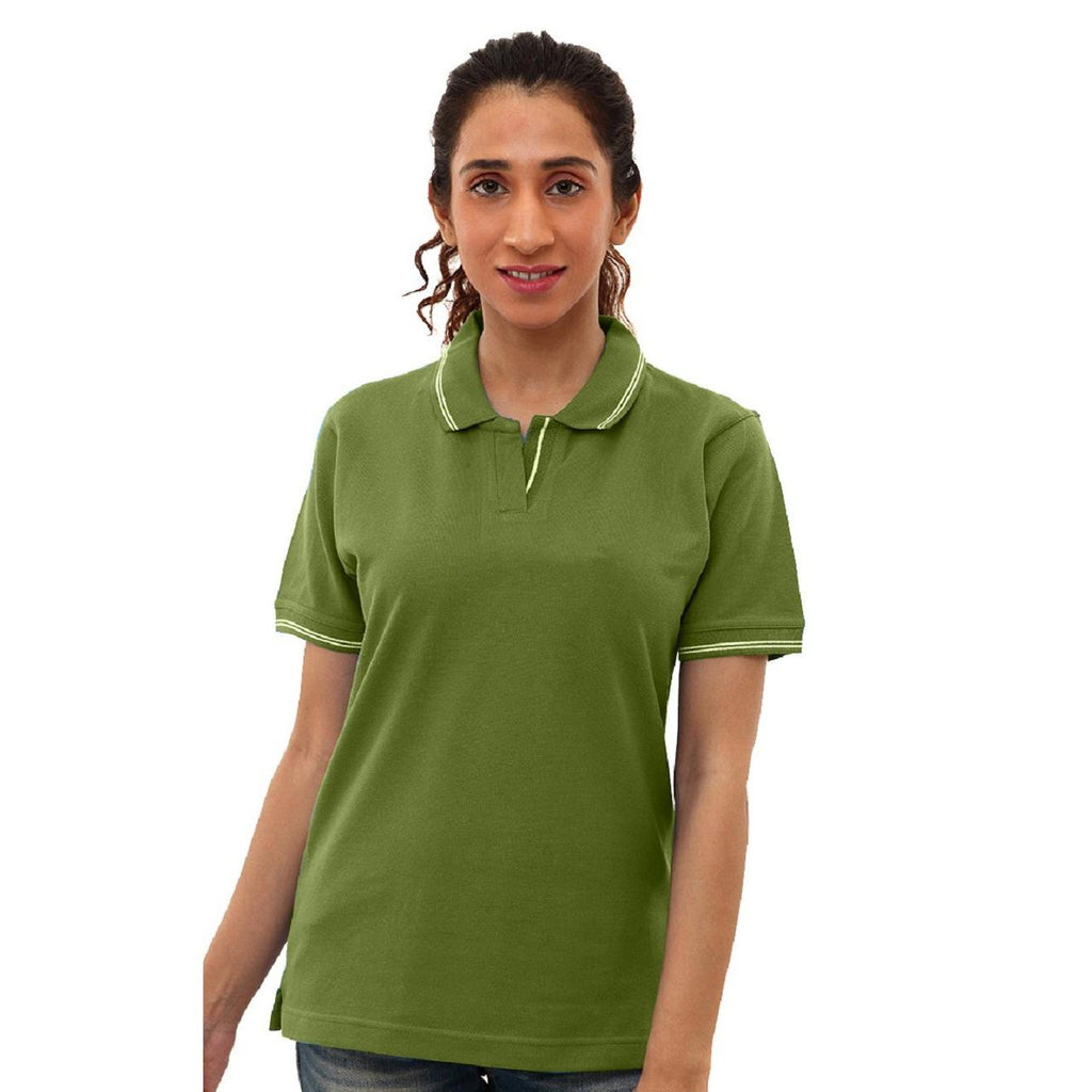 Olive Green with White Tip Cotton Polo