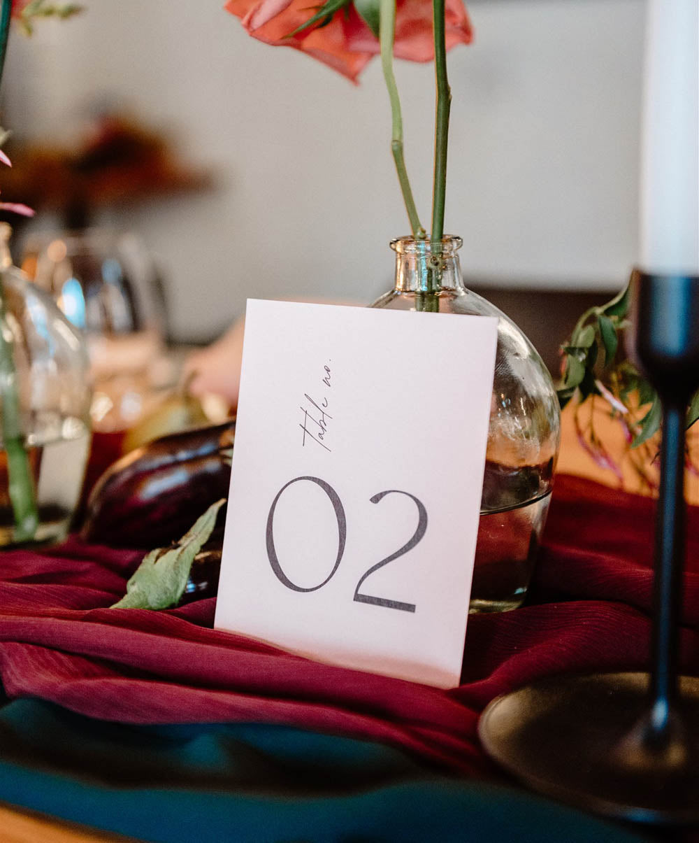 autumn wedding table number card template