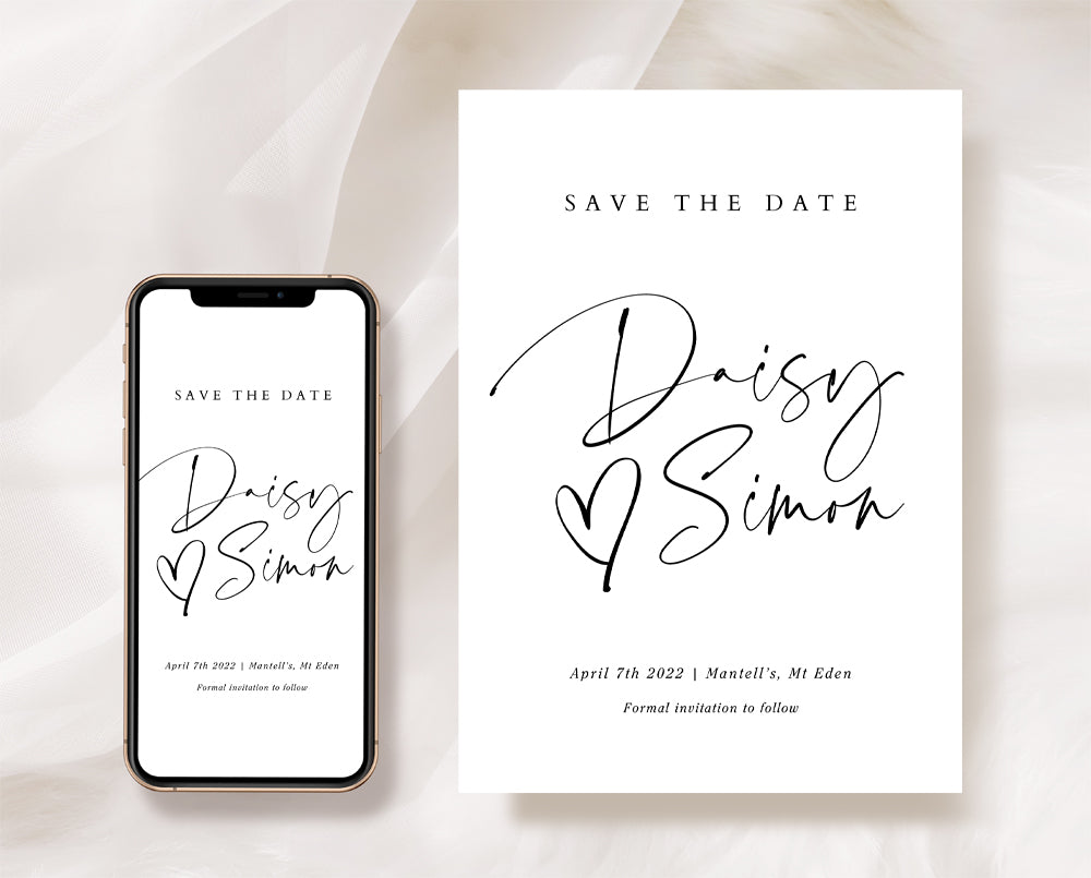 black and white save the date card template