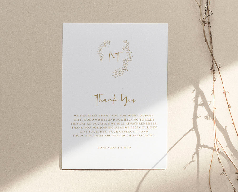 floral wedding thank you card template