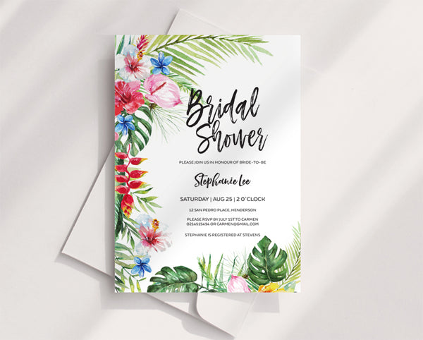 Hawaiian bridal shower invitation template