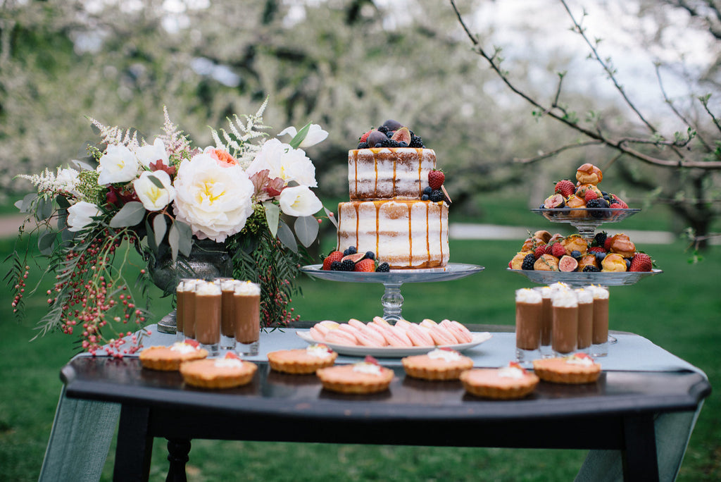 wedding cake and table setting