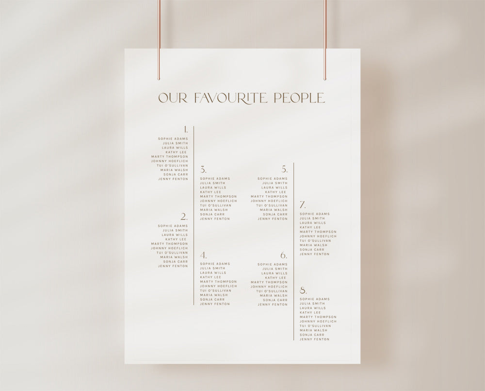 minimalist wedding seating chart template