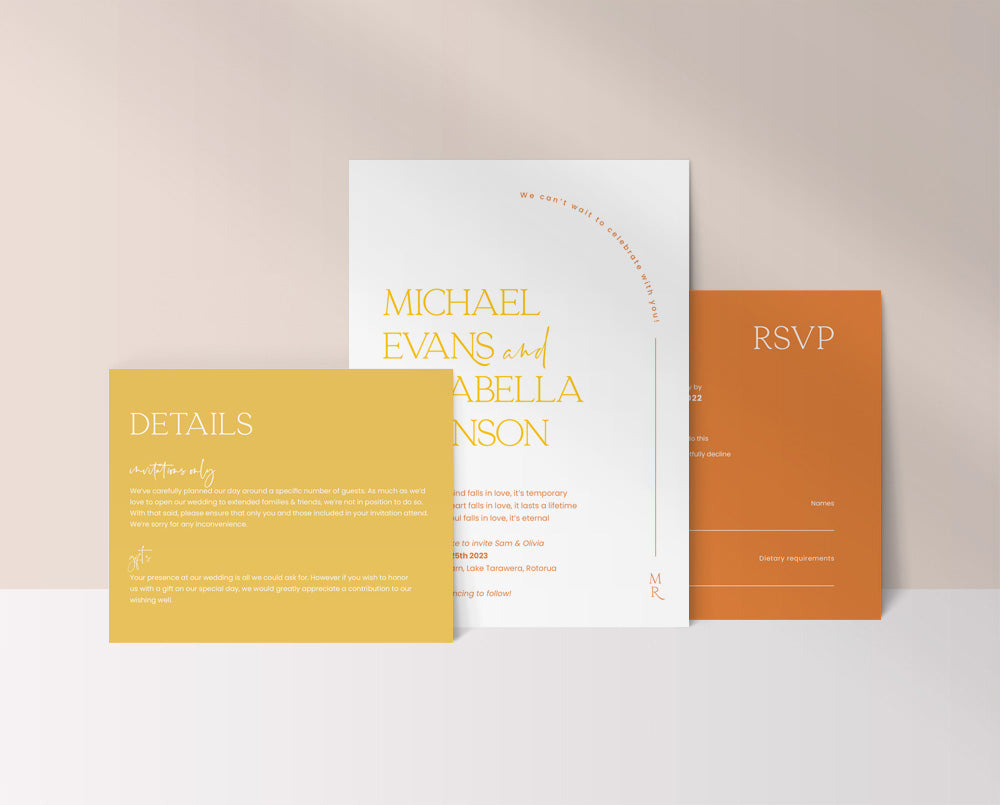 modern bright wedding invitation set template