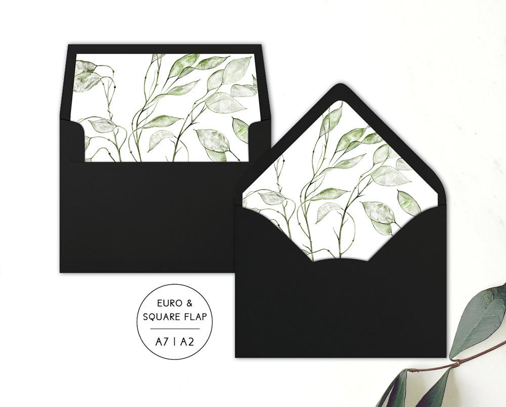 watercolour leaf envelope liners