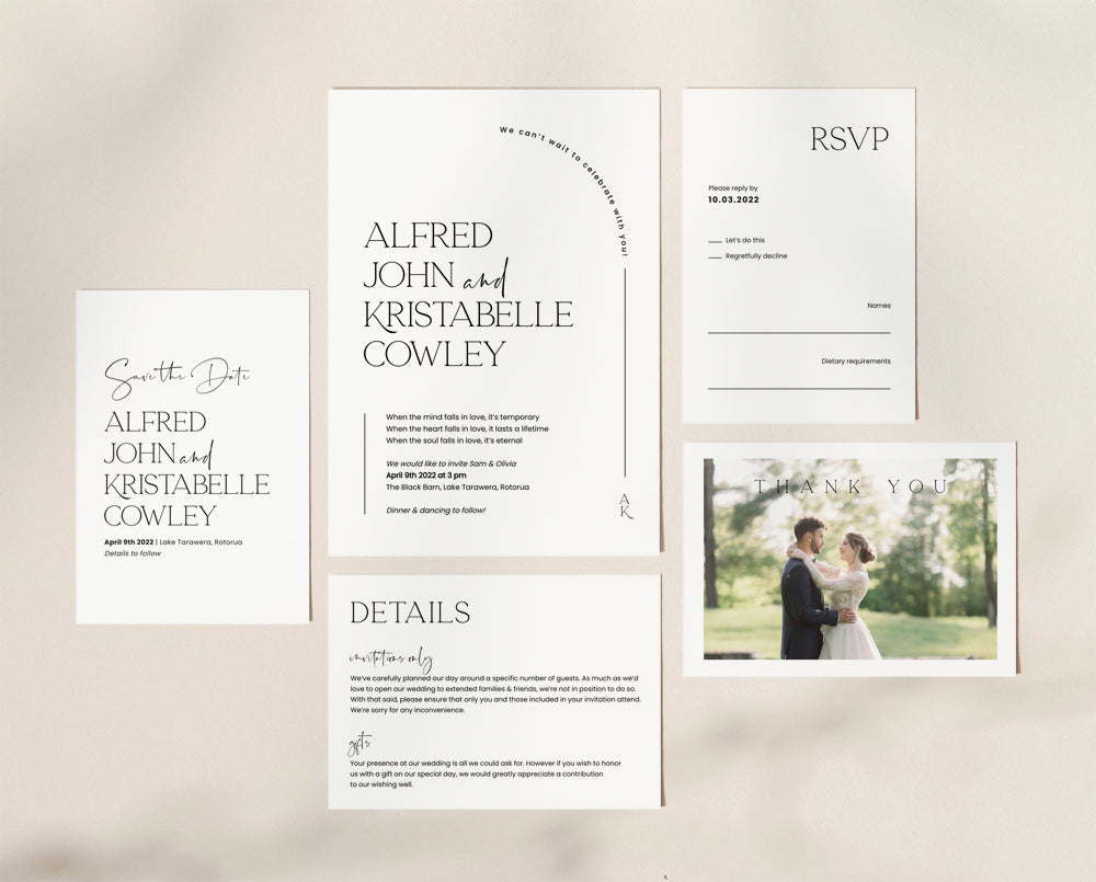 modern wedding invitation suite template
