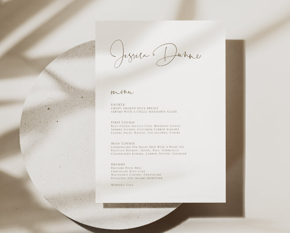 modern wedding menu template