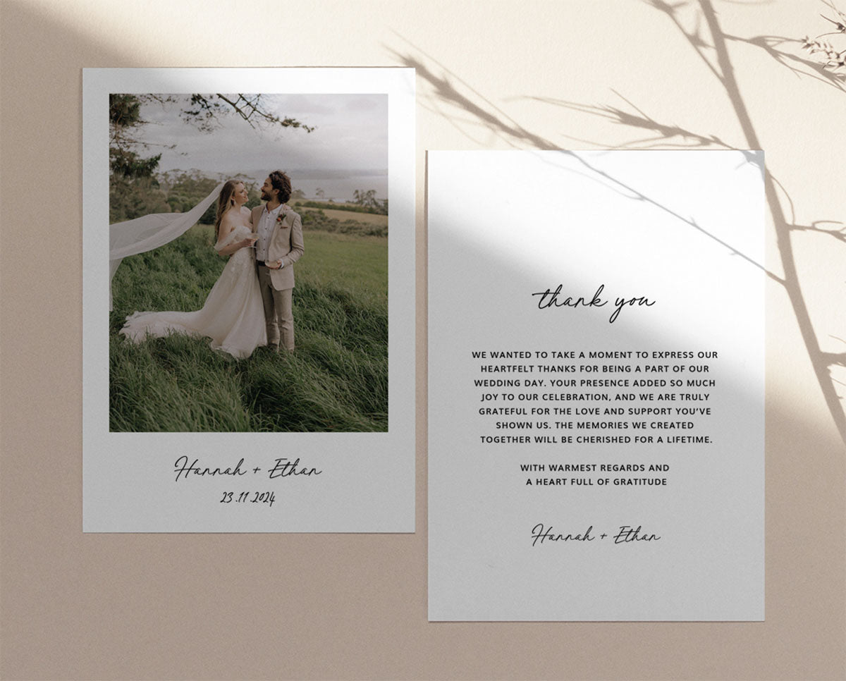 wedding thank you card with photo