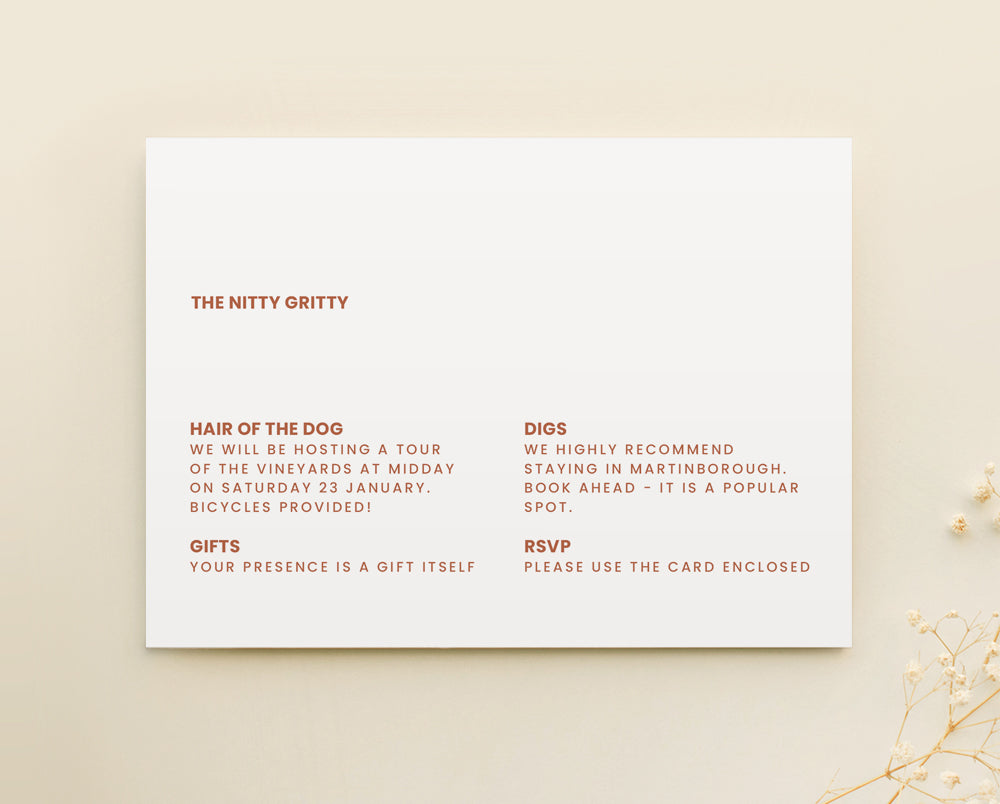 minimal wedding details card