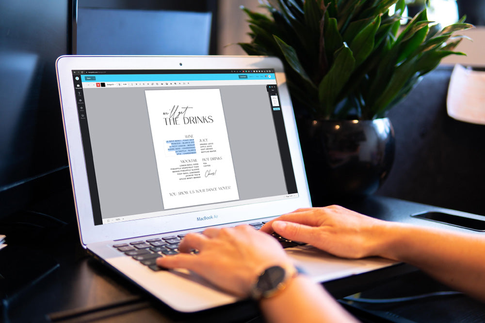 wedding menu editing on online invitation maker