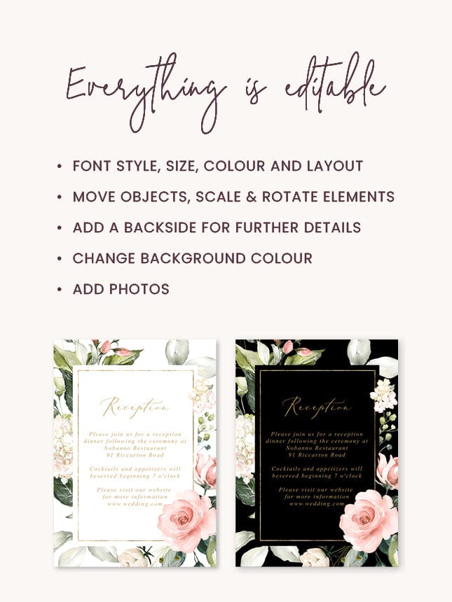 Hydrangea Wedding Reception Invitation Card – TimberWink Studio