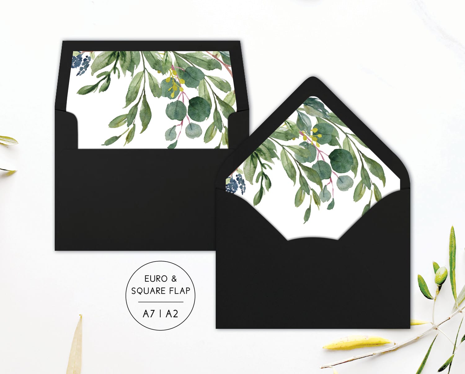 greenery wedding envelope liners