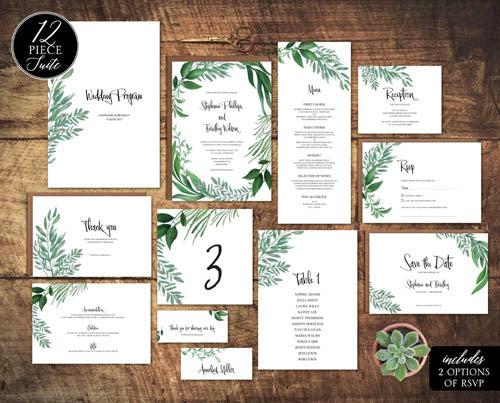 greenery wedding invitations