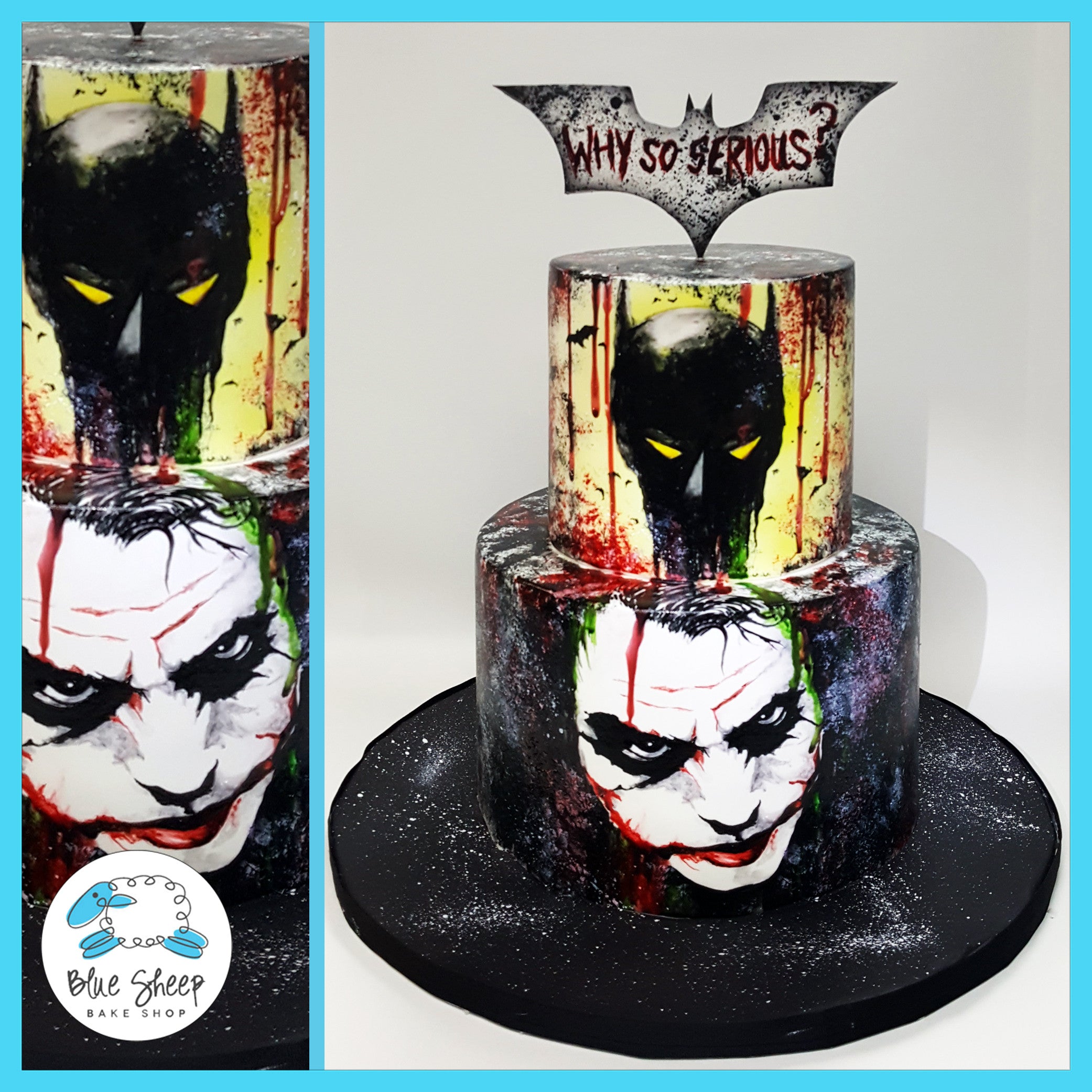 Hand-painted Batman Vs Joker 50th Birthday Cake NJ – Blue Sheep Bake Shop
