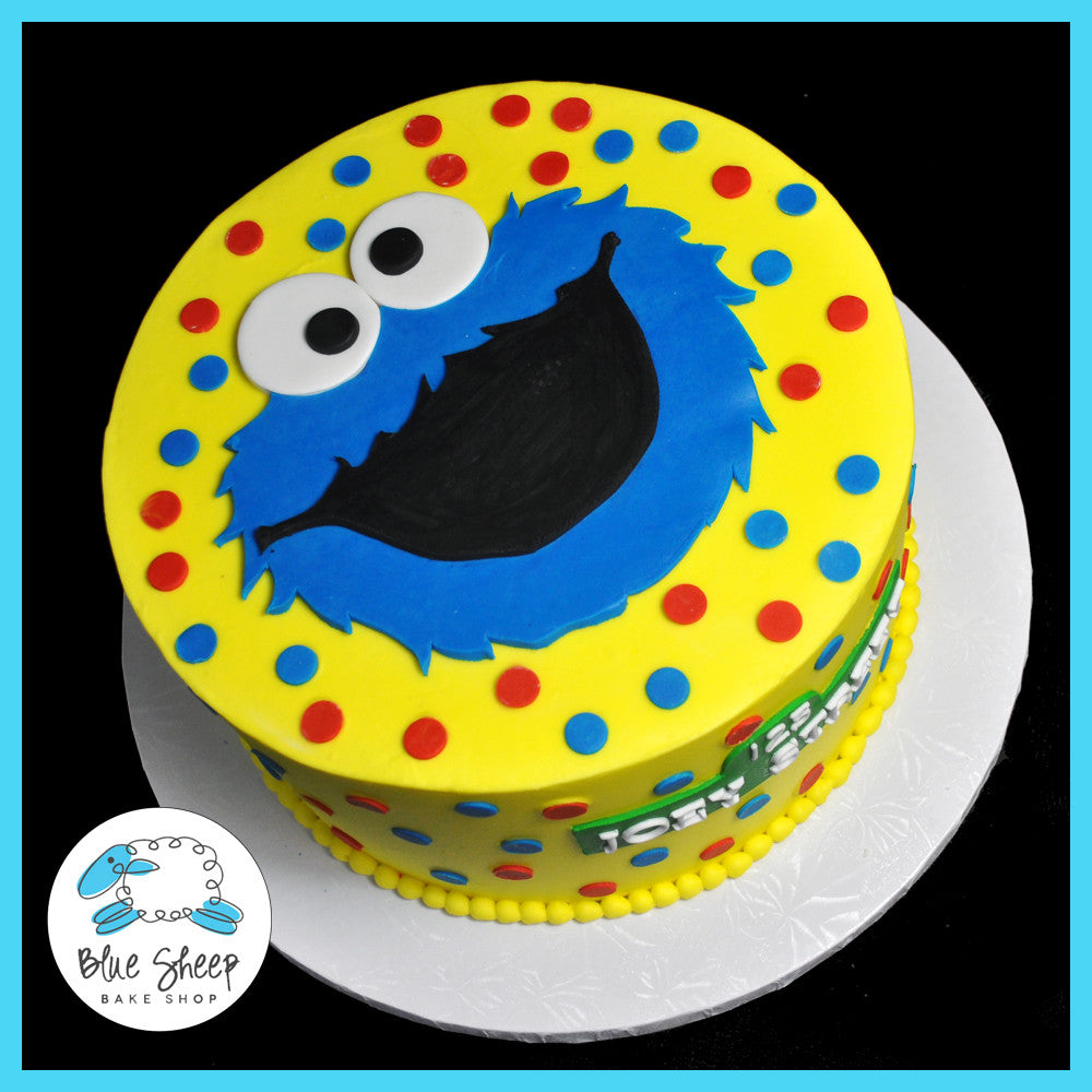 Cookie Monster Buttercream Birthday Cake Blue Sheep Bake Shop