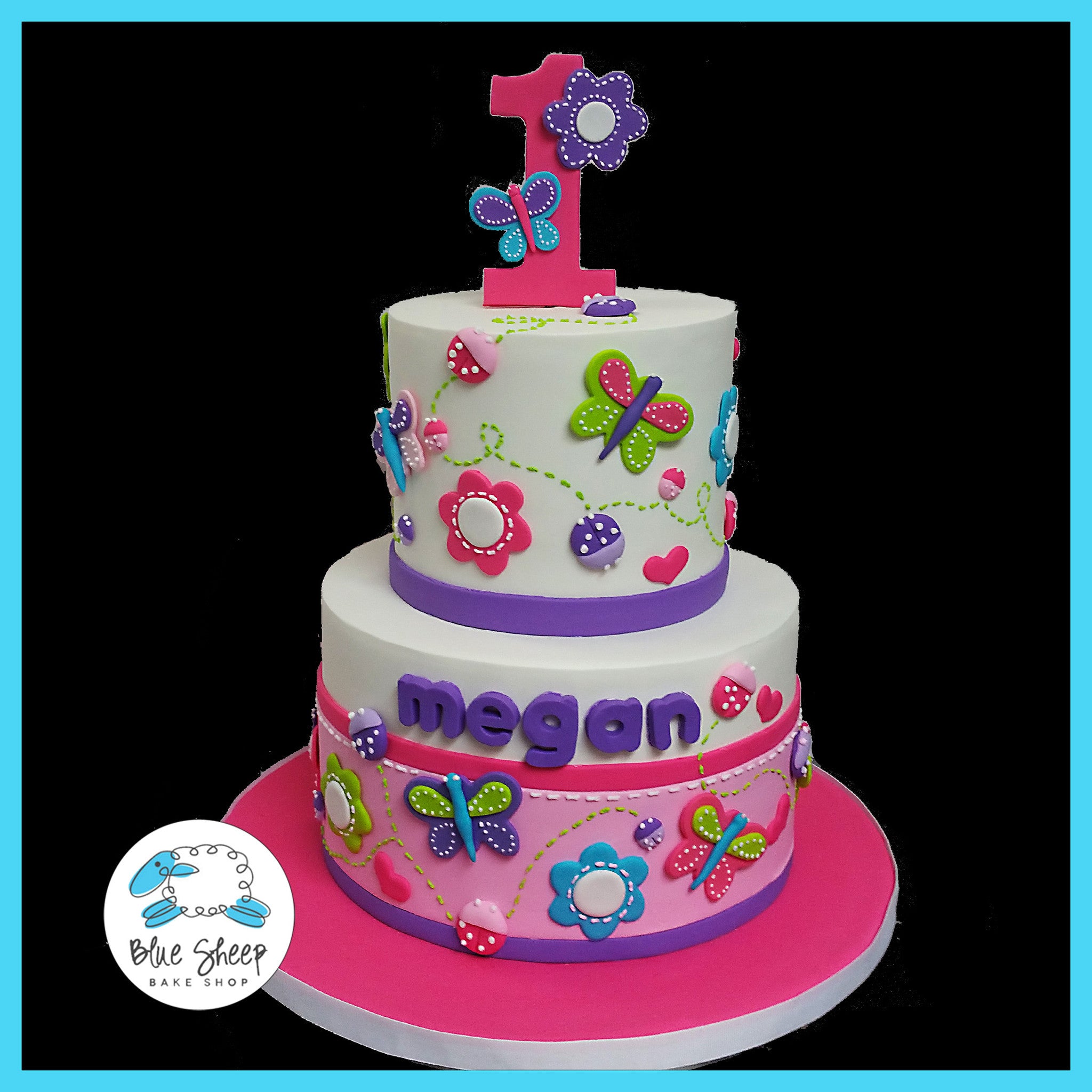 Megan S Butterflies And Ladybugs 1st Birthday Cake