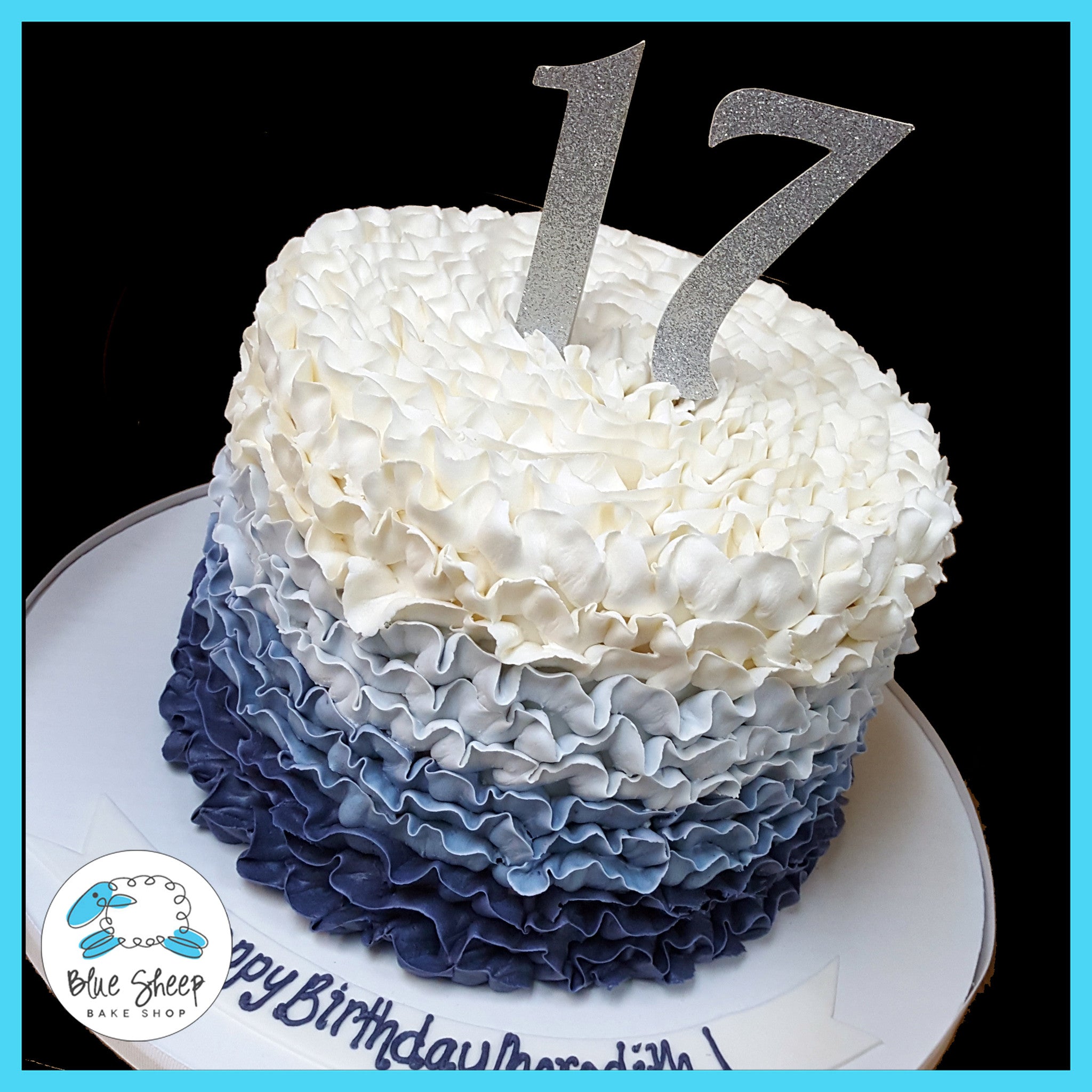 Cornflower Blue Up Ruffle Buttercream Birthday Cake NJ