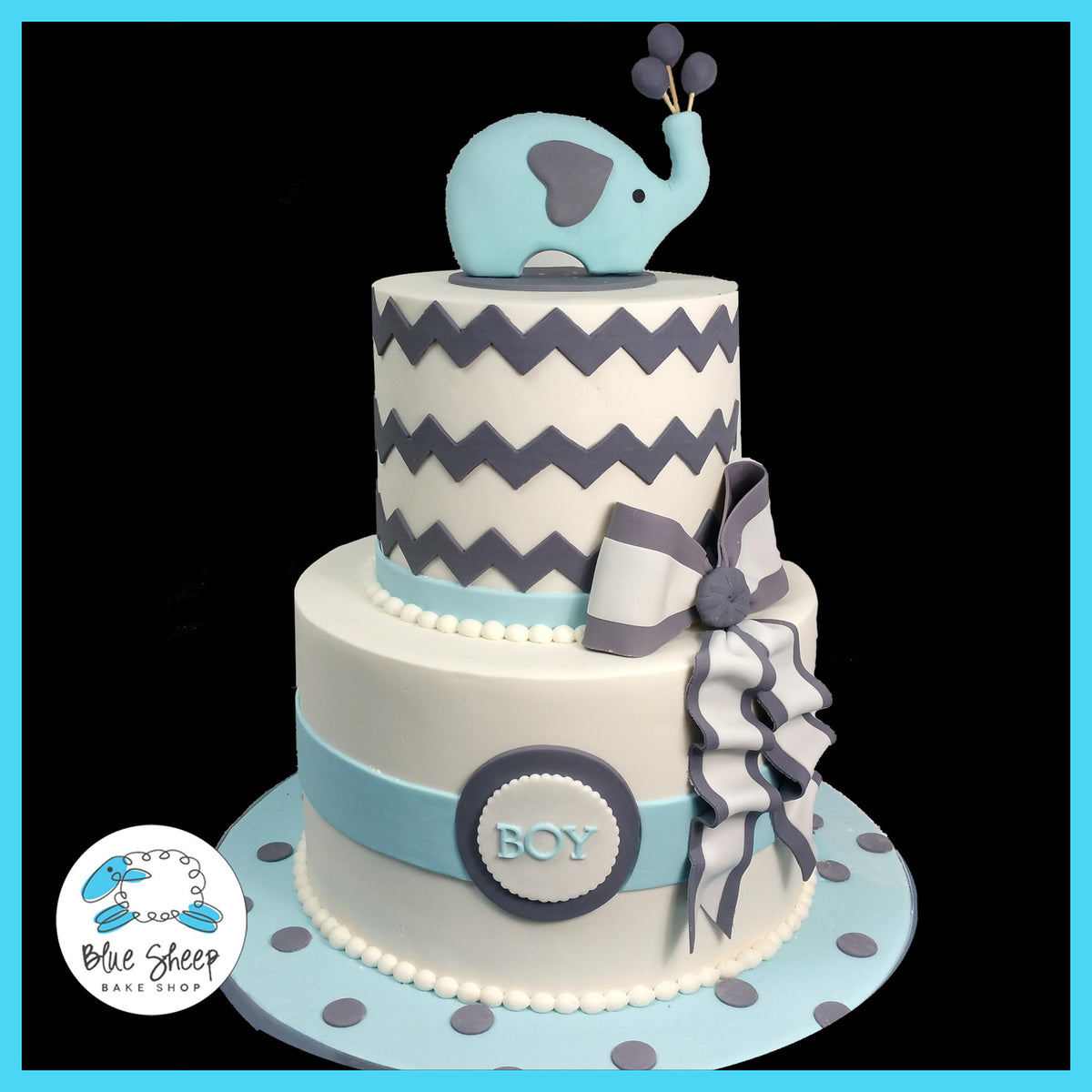 Elephant and Chevron Baby Shower Cake II – Blue Sheep Bake Shop