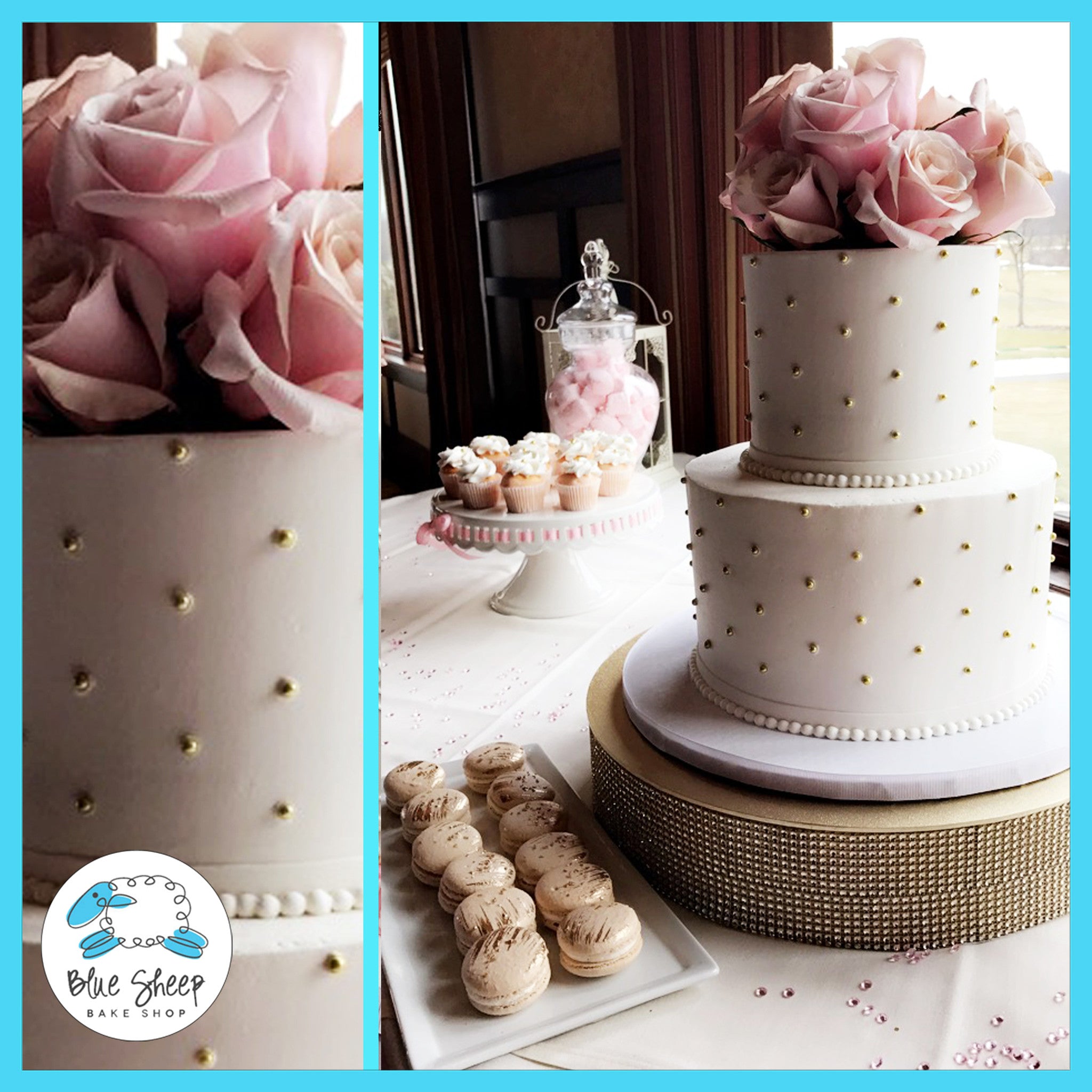 Sugar Pearl Button Wedding Cake - Classy Girl Cupcakes