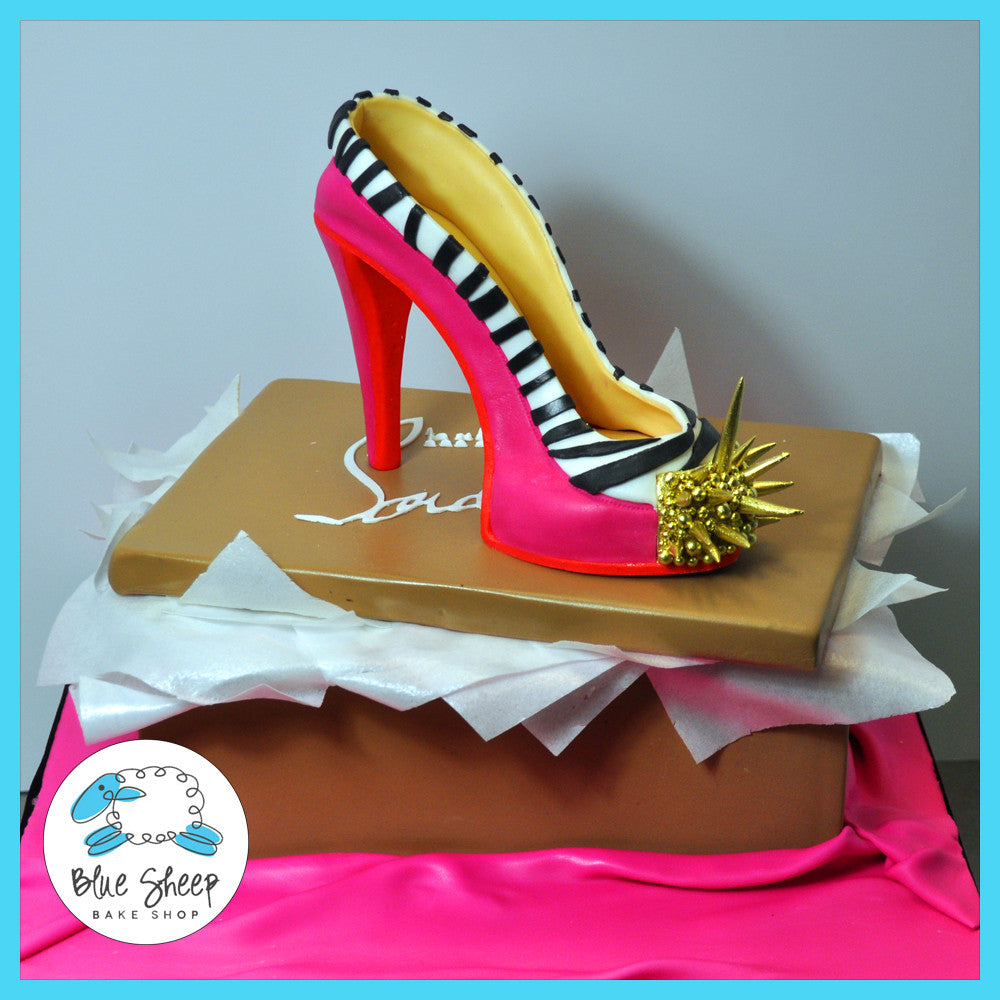 Hot Pink and Gold Spike Shoe & Shoe Box Cake – Blue Sheep Bake Shop