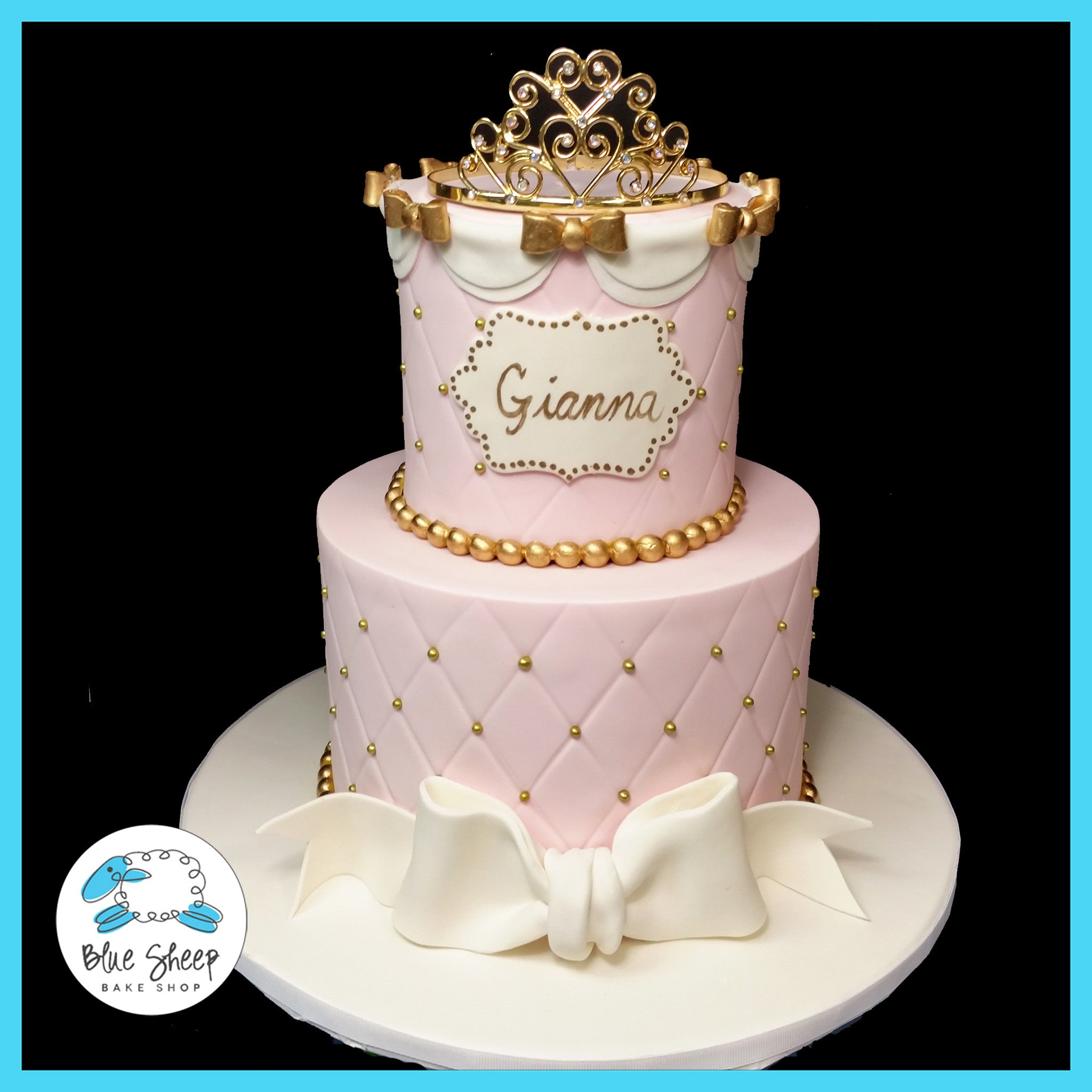 Gianna's PrincessPink and Gold 1st Birthday Cake | Blue Sheep Bake Shop