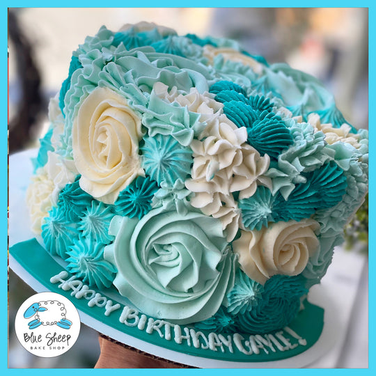 Teal Textures To Go Birthday Cake Image 1