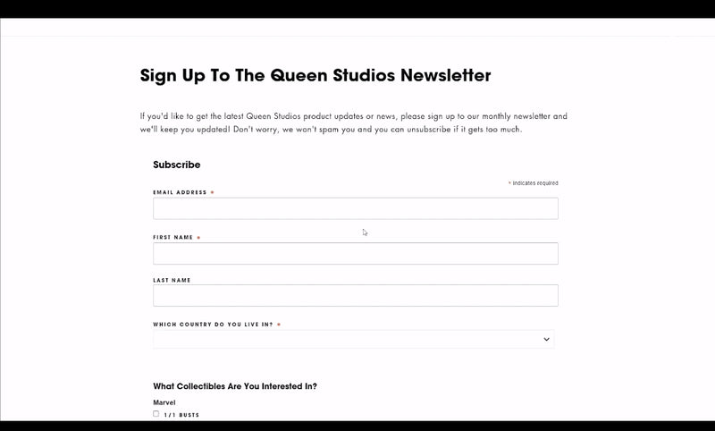 Subscribe to the Queen Studios Newsletters