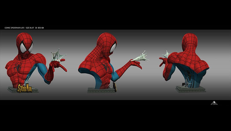 Queen Studios Comic Spider-Man behind the bust concept