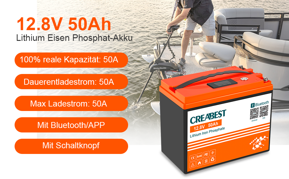 LiFePO4 12V 50Ah Lithium-Eisen-Phosphat-Batterie