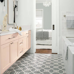 Powder room with a distinct color personality that compliments-living space