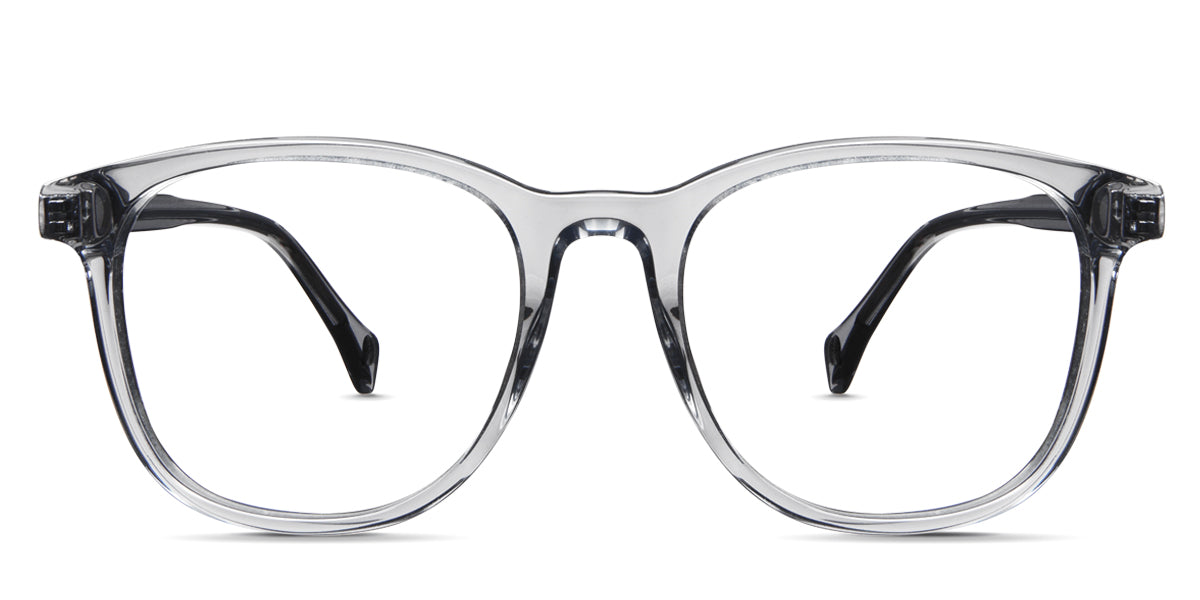 The Grimm Jr acetate frame in the fanfare variant is a round frame with a narrow nose bridge.