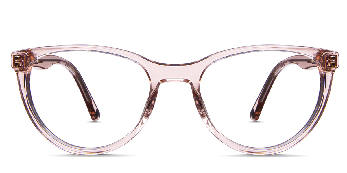 Hefler Jr frame in terra mauve variant - it's a cat-eye frame with a U-nose bridge.