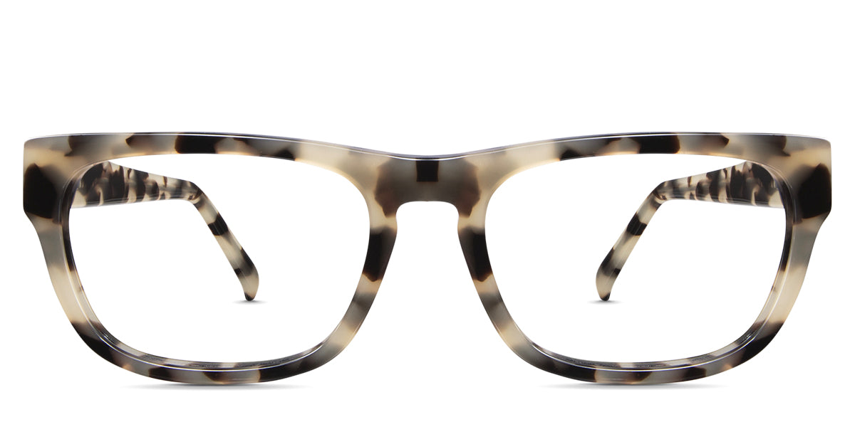 Kiza acetate frame in the zarafa variant - it's a rectangular frame with a keyhole nose bridge shape.