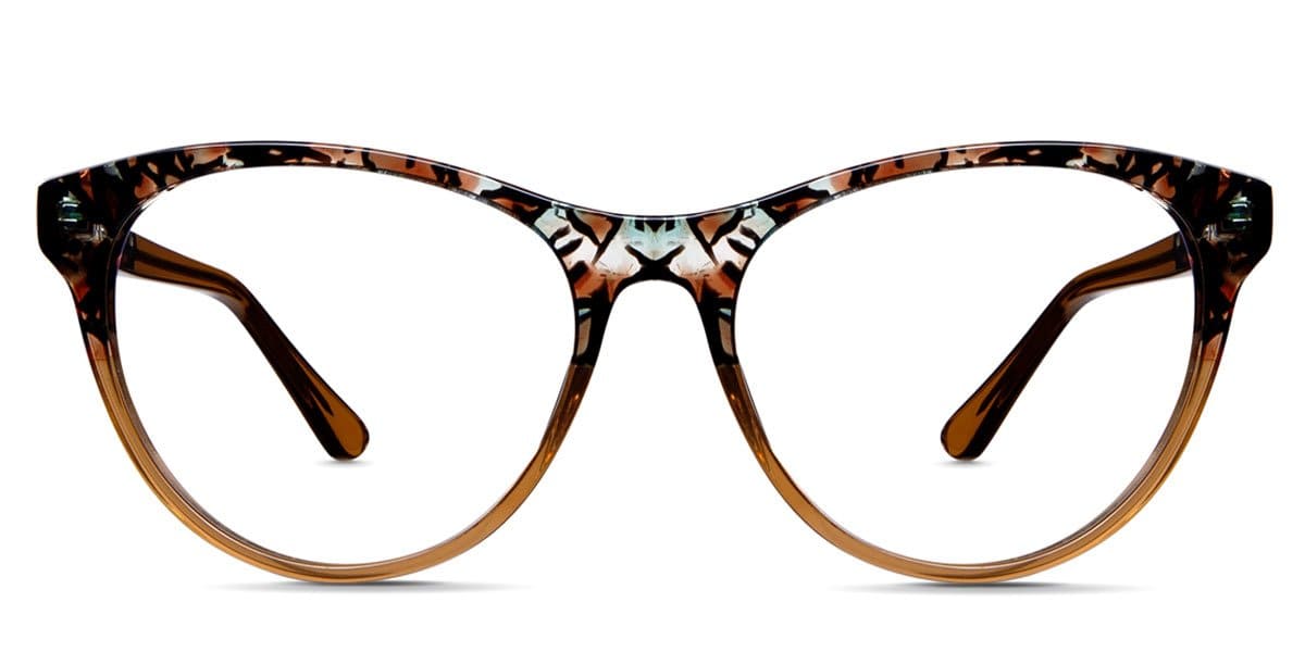 Rogers two toned frame in delwood sand variant - made with acetate material in beige, black and brown colour - it's oval shape frame