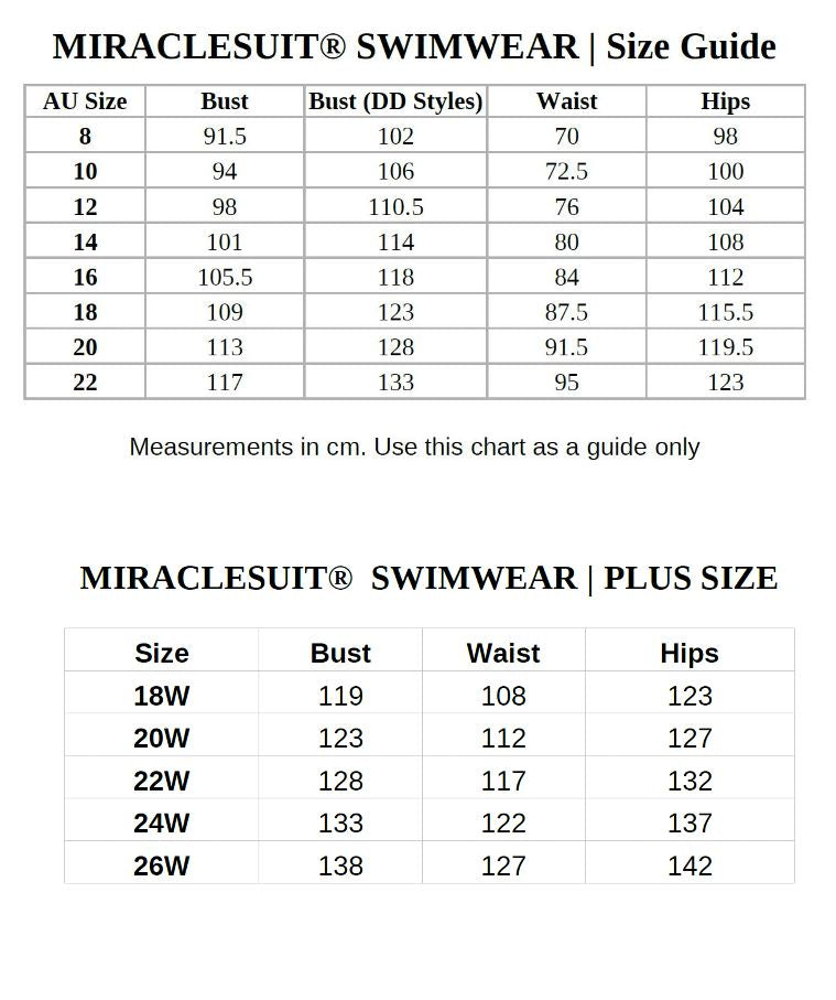 Miraclesuit Swim Size Guide – Studio Europe