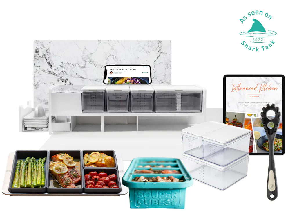  Prepdeck Gen 2 Recipe Prep & Storage Station - 8 Essential  Tools + Deluxe Cutting Board, 14 Re-Designed Plastic Containers +  Super-Seal Lids, Removable Trash Compartments, Bonus Tablet Stand Included  : Home & Kitchen